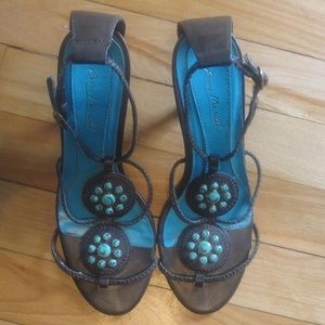 Anne Michelle Brown Strappy Heeled Sandals